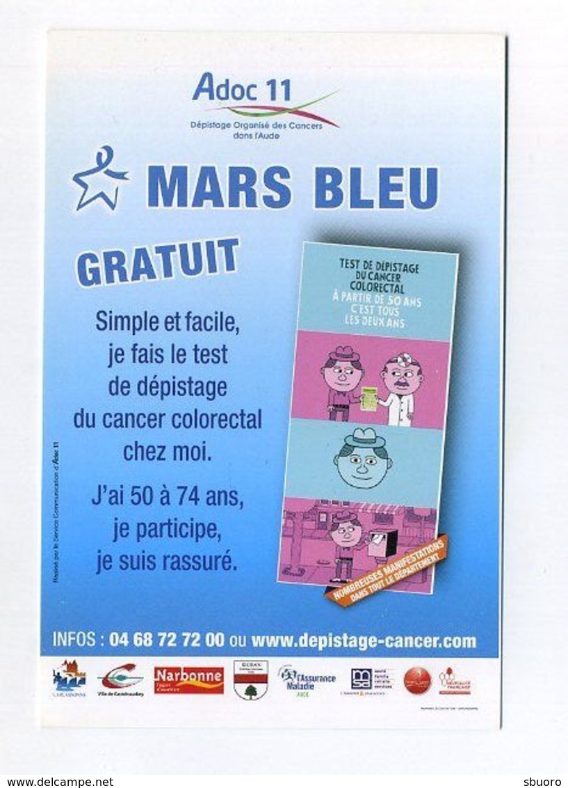 Mars Bleu. Adoc11. Dépistage Organisé Des Cancers. Cancer Colorectal. Deuxième Cause De Décès En France. Aude, Occitanie - Salute