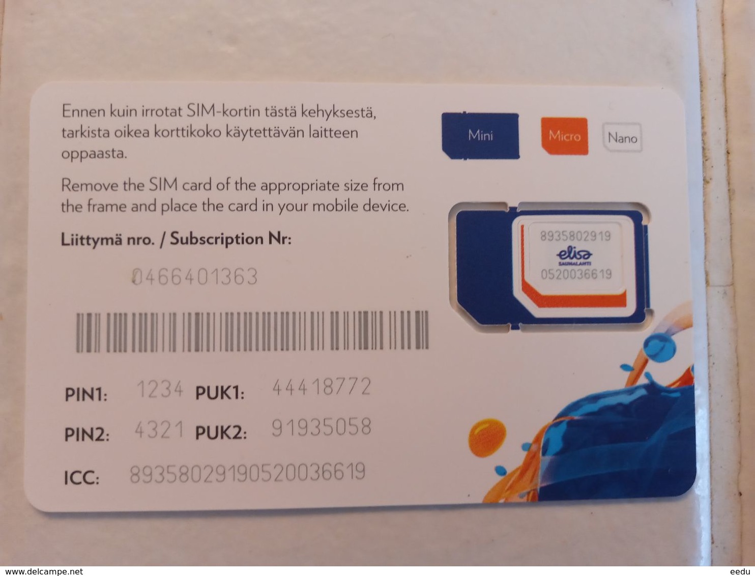 Finland GSM/SIM Phonecard ( MINT ) - Finlande