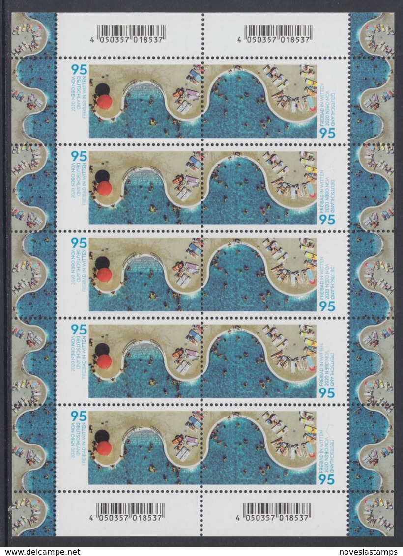 !a! GERMANY 2020 Mi. 3550-3551 MNH SHEET(10) - Germany From Above: Open Air Bath Witten - 2011-2020