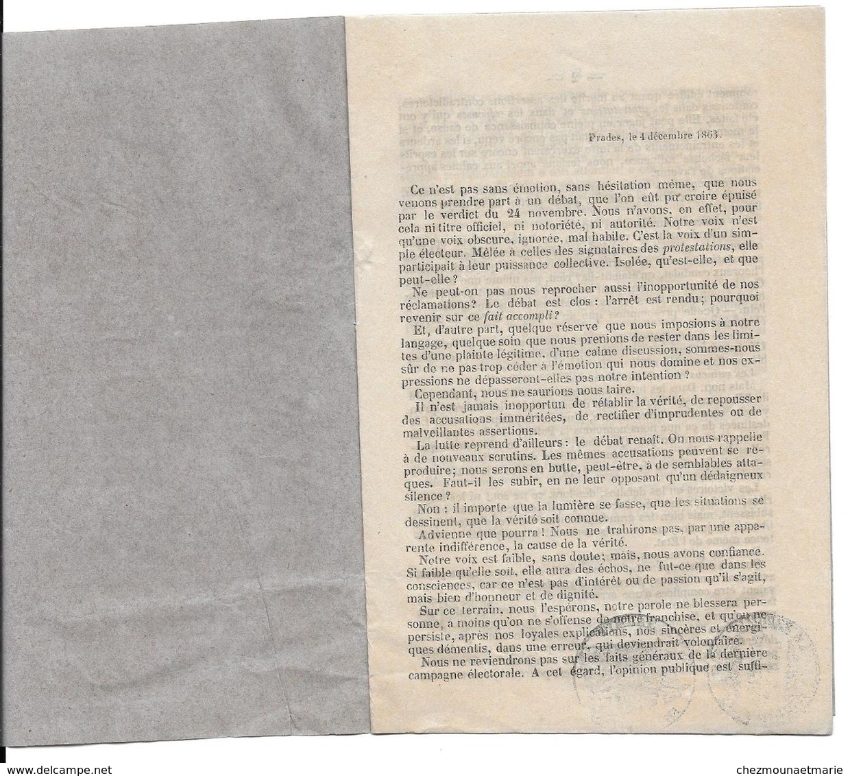 LIVRET DE PROPAGANDE PAR JOSEPH DE GELCEN EN 1863 HOMME POLITIQUE NE A PRADES POUR NE PAS VOTER PEREIRE - PYRENEES - Historical Documents