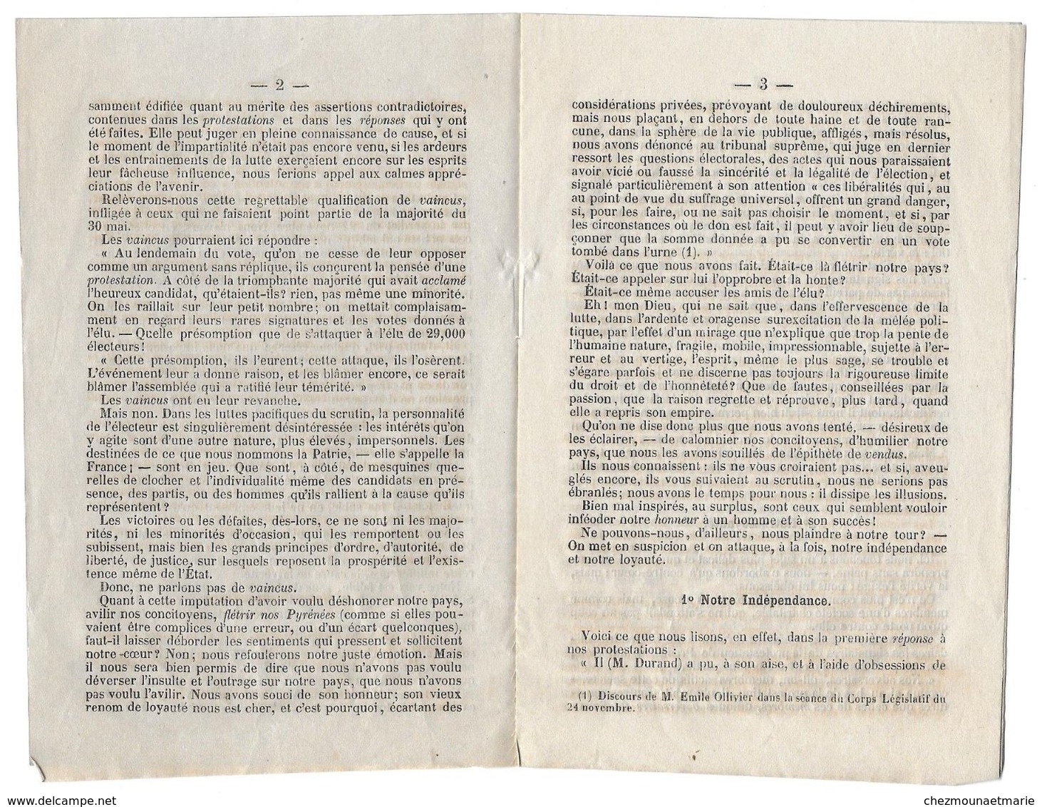 LIVRET DE PROPAGANDE PAR JOSEPH DE GELCEN EN 1863 HOMME POLITIQUE NE A PRADES POUR NE PAS VOTER PEREIRE - PYRENEES - Historical Documents