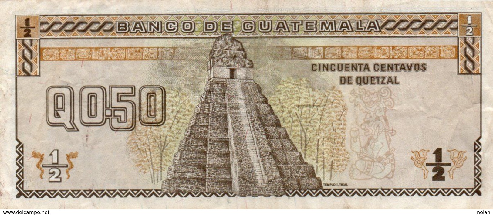 GUATEMALA 0,50 QUETZAL 1992 P-72b  Circ  Vf+axf - Guatemala