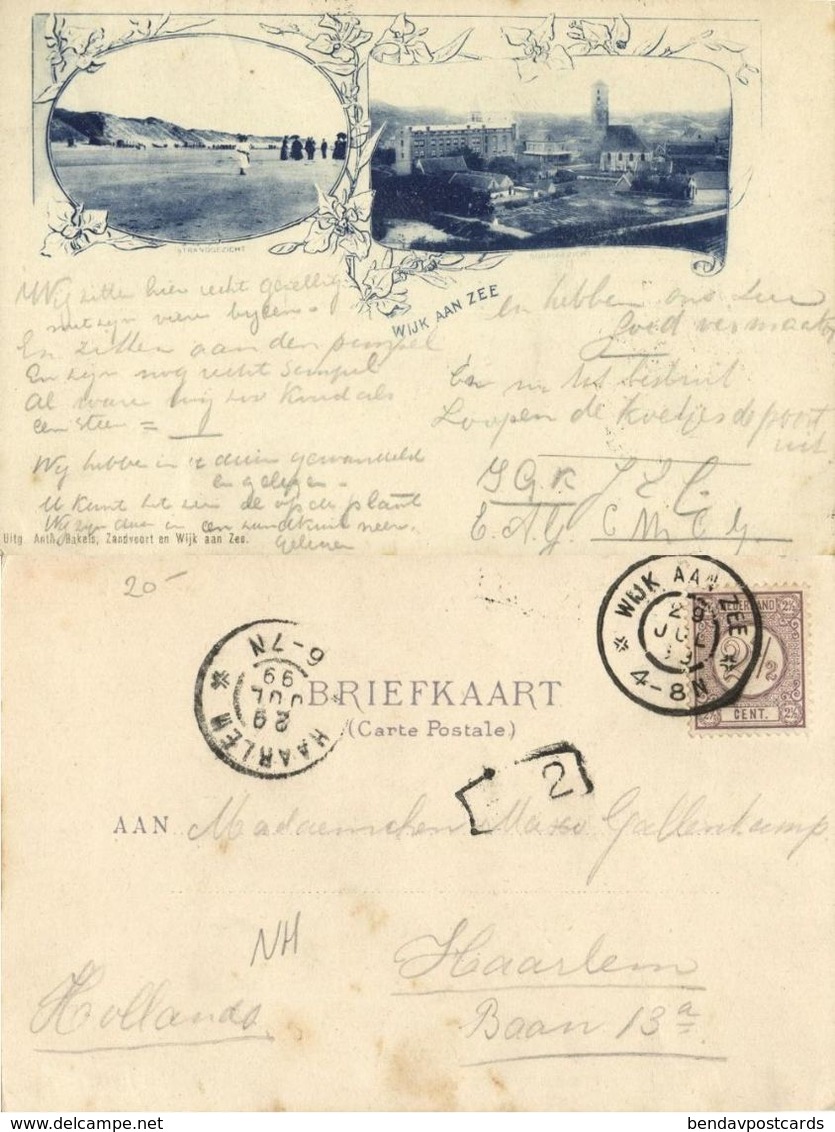 Nederland, WIJK AAN ZEE, Dorps- En Strandgezicht (1899) Ansichtkaart - Wijk Aan Zee