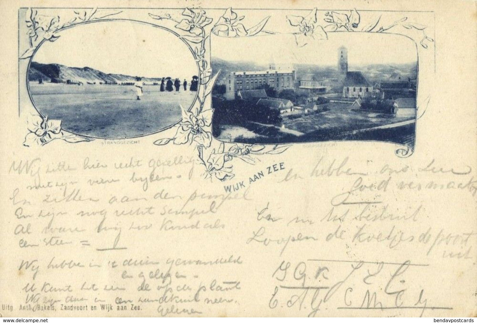 Nederland, WIJK AAN ZEE, Dorps- En Strandgezicht (1899) Ansichtkaart - Wijk Aan Zee