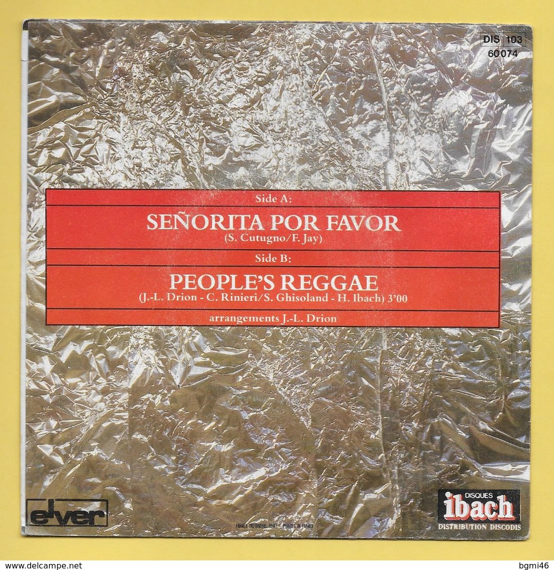 Disque Vinyle 45 Tours : CHOCOLAT'S :  SENORITA POR FAVOR..Scan A  : Voir 2 Scans - Reggae