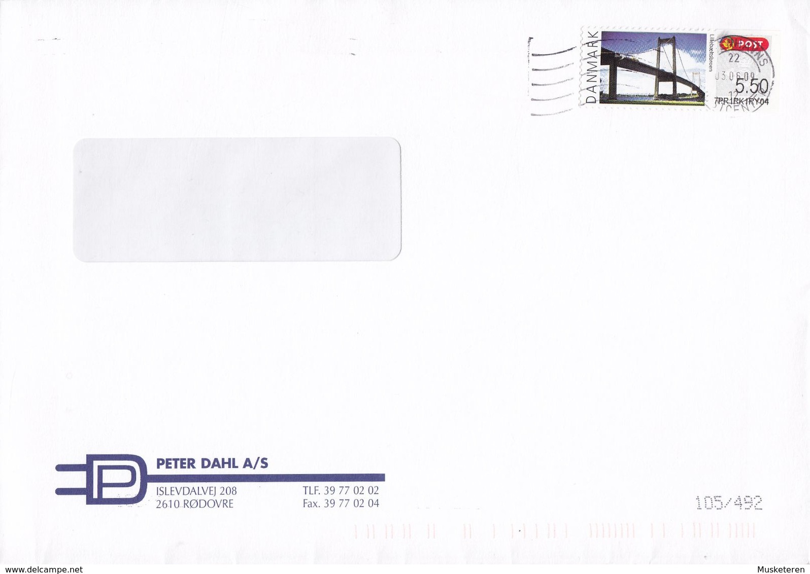 Denmark PETER DAHL A/S Rødovre (Electrician) KØBENHAVN 2009 Cover Brief ATM / Frama Label Brücke Bridge Pont - Automatenmarken [ATM]