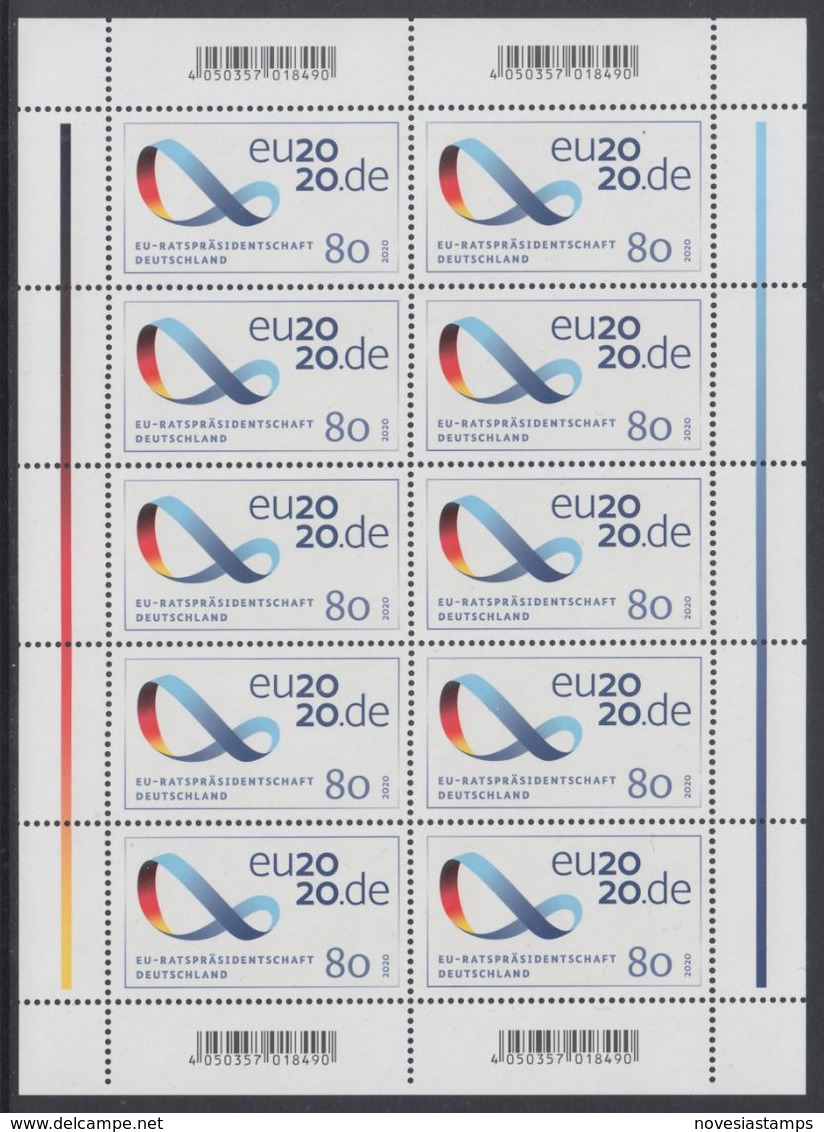 !a! GERMANY 2020 Mi. 3554 MNH SHEET(10) - Presidency Of The European Council - 2011-2020