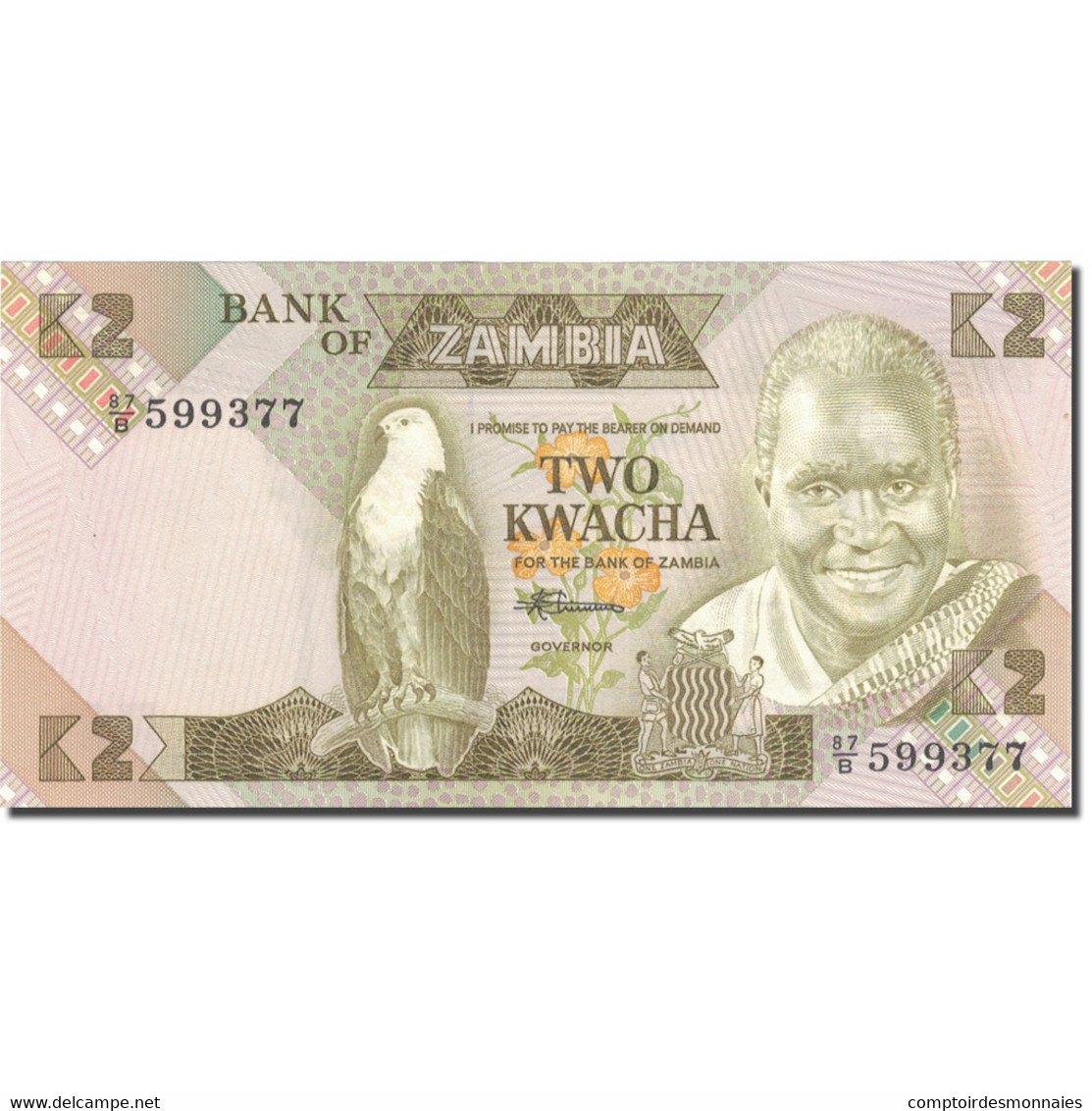 Billet, Zambie, 2 Kwacha, Undated (1968), KM:6a, NEUF - Zambie