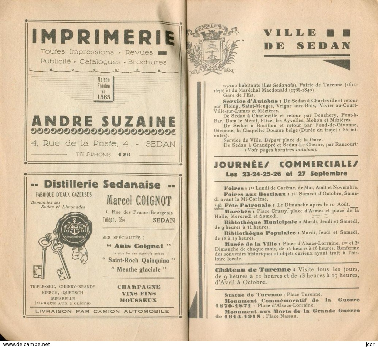 Annuaire-Guide De La Ville De Sedan - Année 1934 - 1901-1940