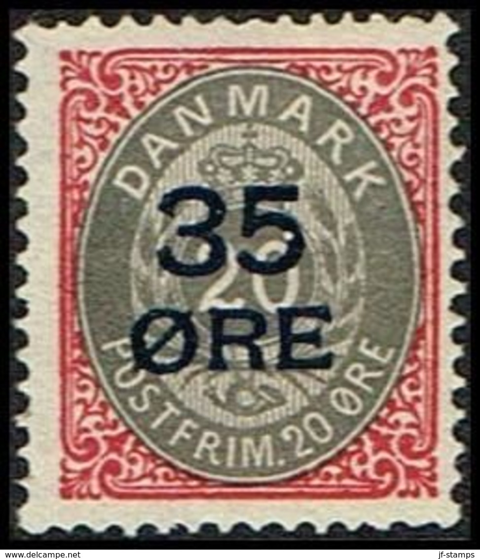 1912. Surcharge. 35 Øre On 20 Øre Grey/carmine. Normal Frame (Michel 61I) - JF362827 - Nuovi