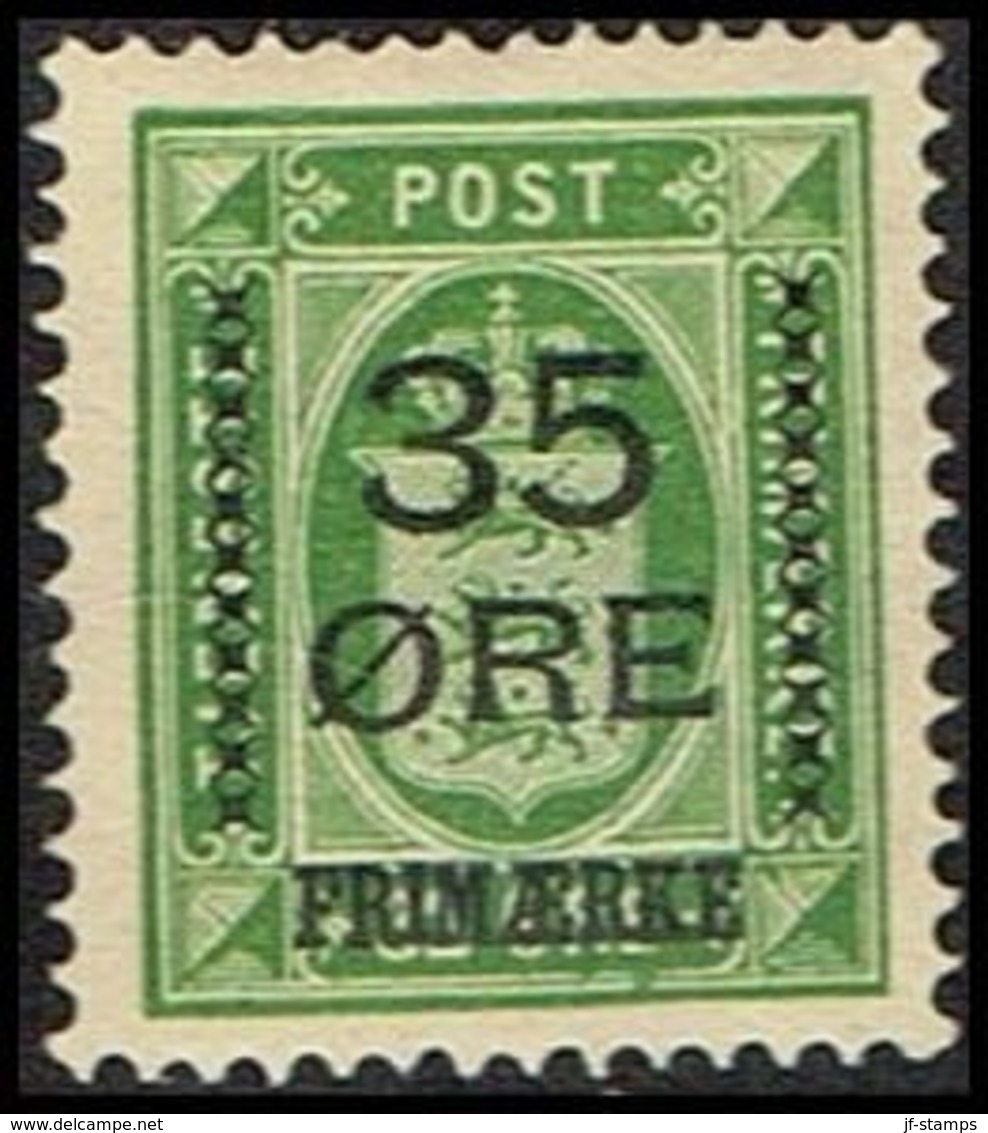 1912. Surcharge. 35 Øre On 32 Øre Green Official Stamp (Michel 62) - JF362849 - Nuovi