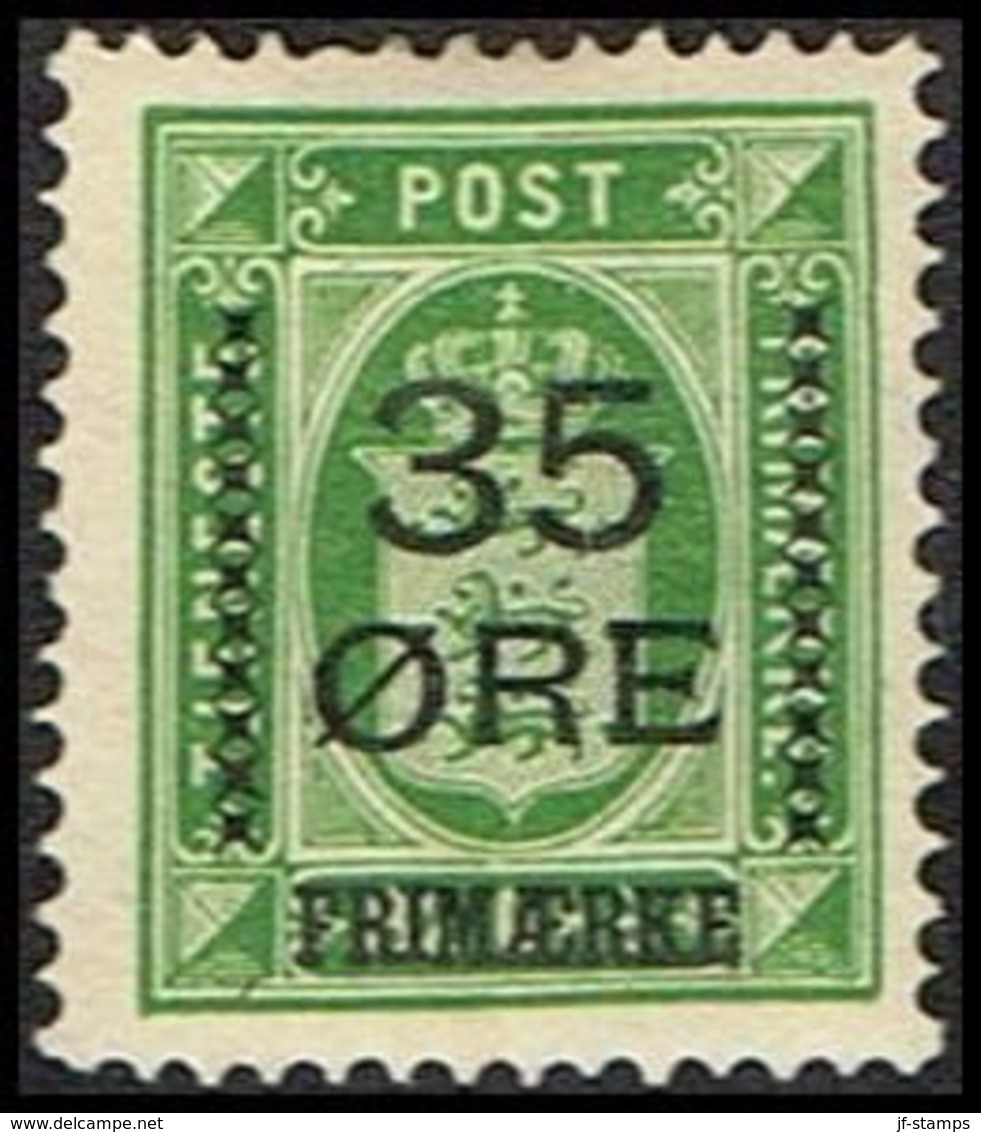 1912. Surcharge. 35 Øre On 32 Øre Green Official Stamp (Michel 62) - JF362850 - Nuovi