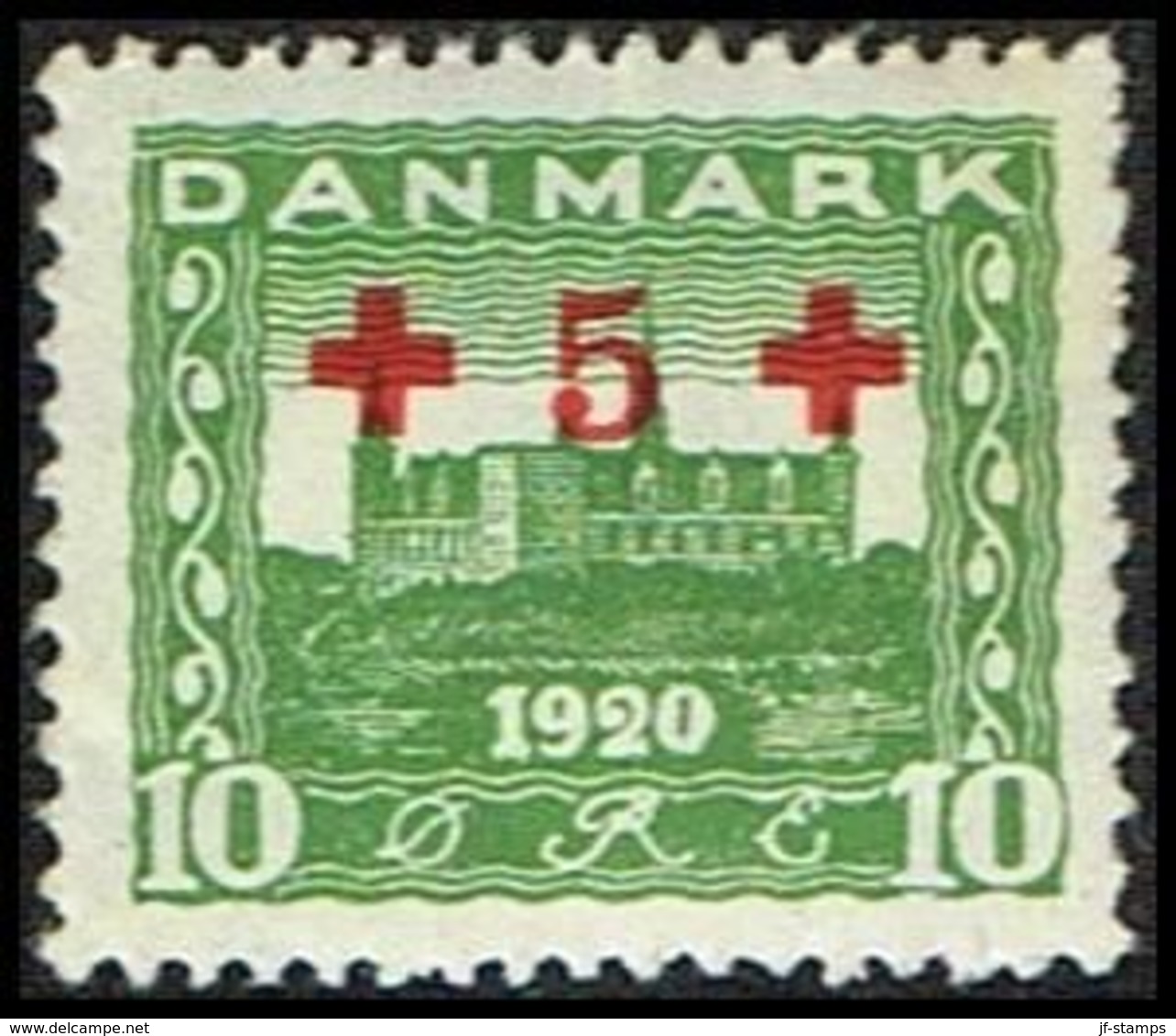 1921. Red Cross. 10 Øre + 5 Øre Green (Michel 116) - JF362859 - Unused Stamps