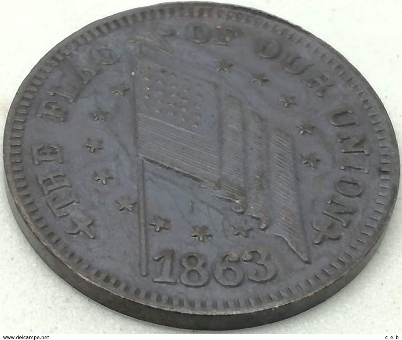 RÉPLICA Moneda 1863. 1 Céntimo. Unión. Guerra De Secesión. Estados Unidos De América. USA. Emisión Local. Rara - Half Cents