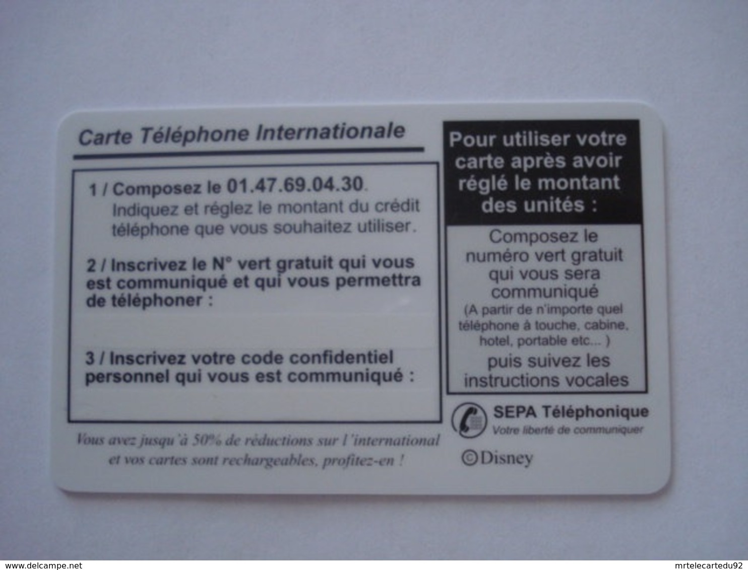 Carte Prépayée De France " SEPA Téléphonique "  ( Neuve ). - Other & Unclassified