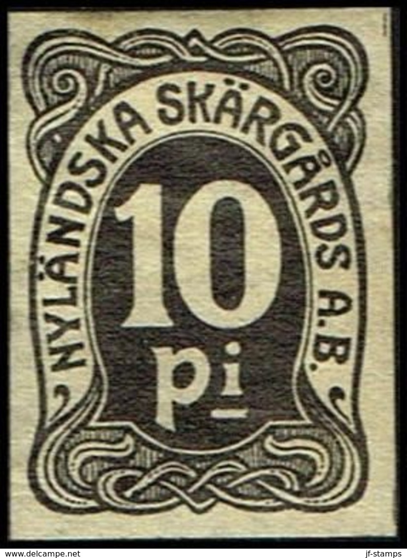 1880. FINLAND. NYLÄNDSKA SKÄRGÅRDS A.B. 10 Pi Rare Local Issue.  () - JF362583 - Emissions Locales