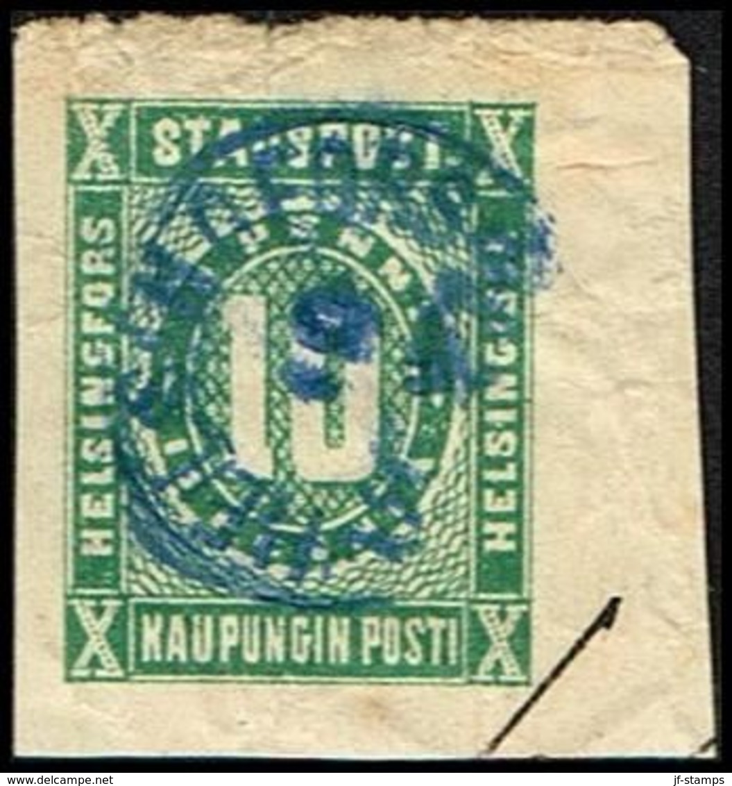 STADSPOSTEN I HELSINGFORS 10 PENNI KORRESPONDENSKORT. Cut Cancelled In Blue HELSINGFO... () - JF362584 - Local Post Stamps