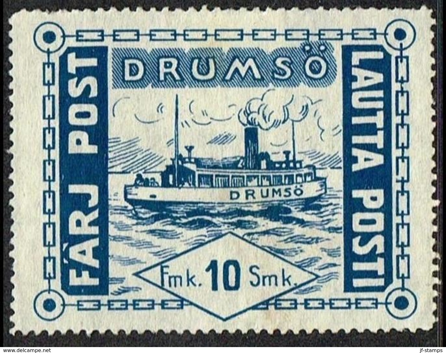 1910. FINLAND. __DRUMSÖ FÄRJ POST LAUTTA POSTI Fmk. 10 Smk. __ () - JF362762 - Local Post Stamps