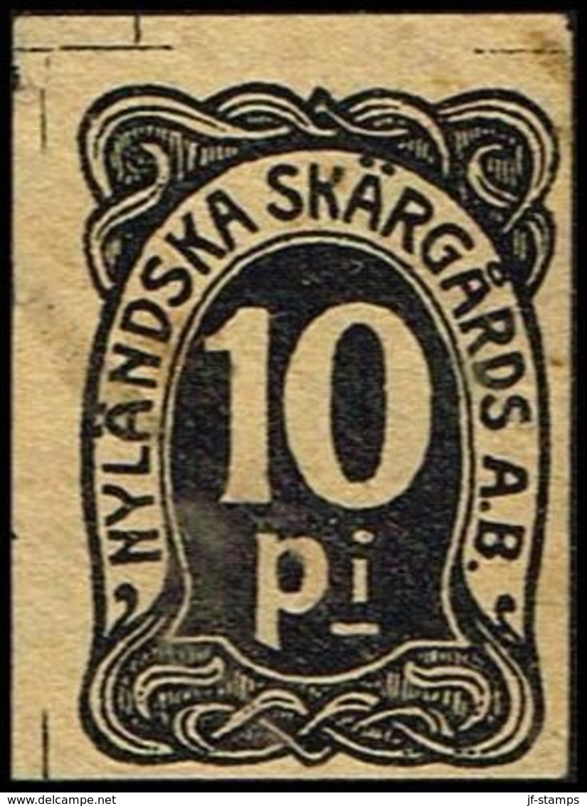 1880. FINLAND. NYLÄNDSKA SKÄRGÅRDS A.B. 10 Pi Rare Local Issue.  () - JF362770 - Lokale Uitgaven
