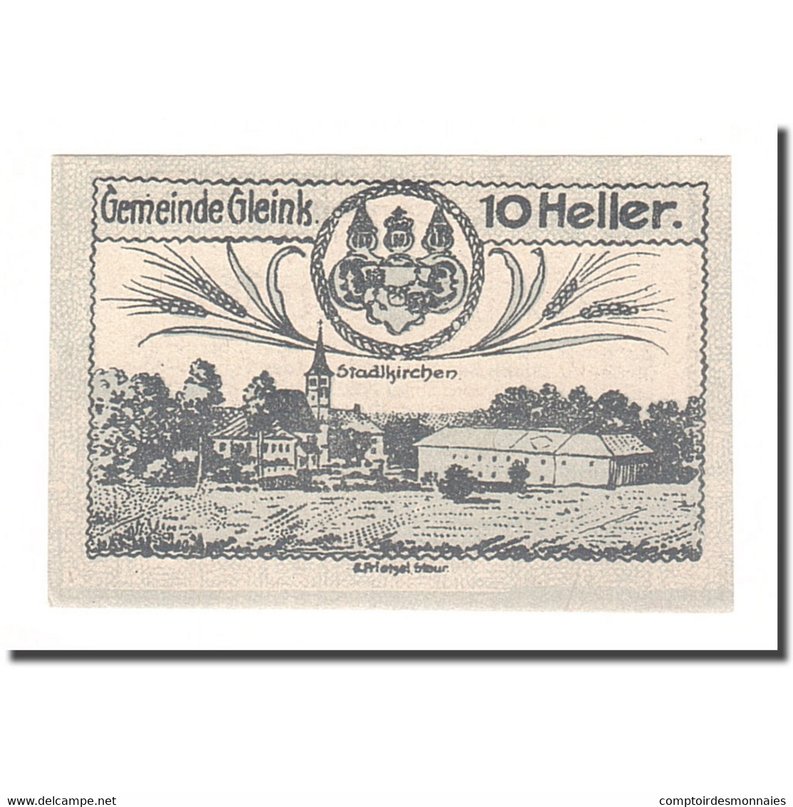 Billet, Autriche, Gleink O.Ö. Gemeinde, 10 Heller, Paysage, 1920, 1920-12-31 - Autriche