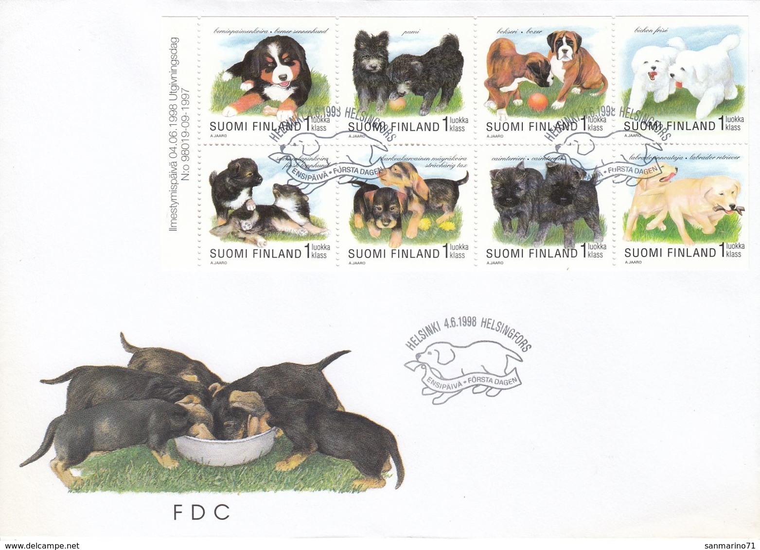 FDC FINLAND 1437-1444,dogs - FDC