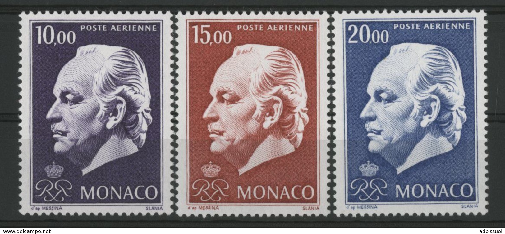 MONACO POSTE AERIENNE N° 97 à 99 Cote 41.5 € Neufs ** (MNH). "Prince Rainier III". TB - Airmail