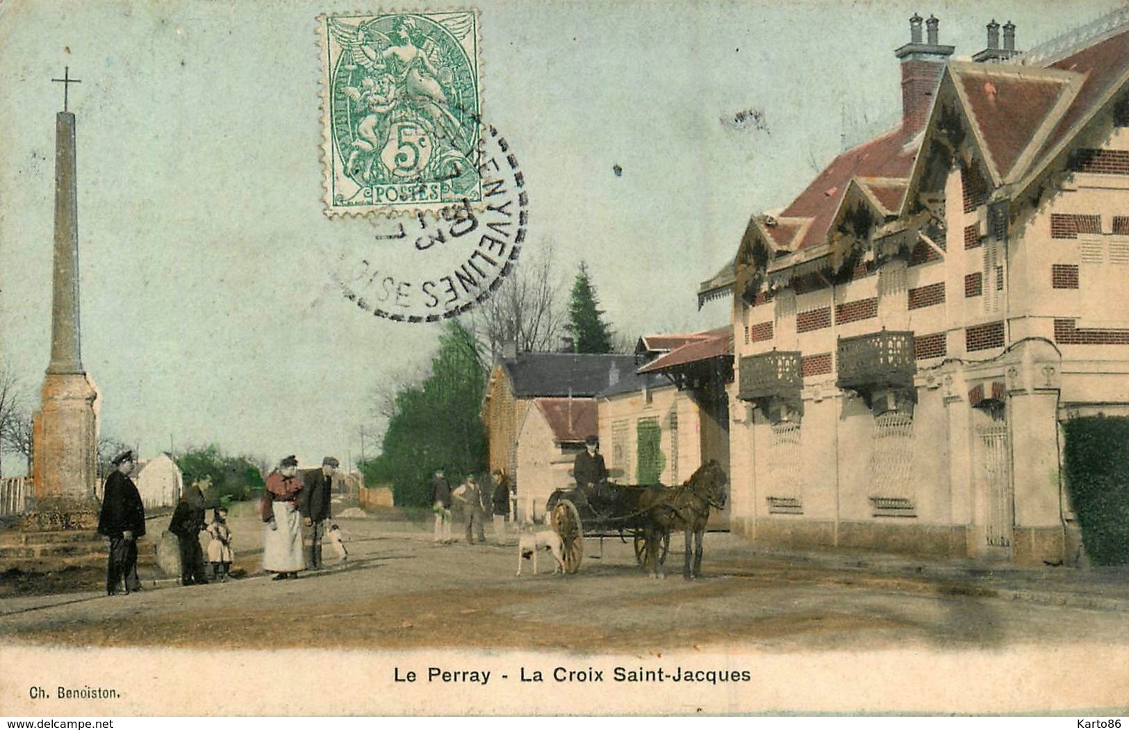 Le Perray En Yvelines * 1907 * Rue Et La Croix St Jacques - Le Perray En Yvelines