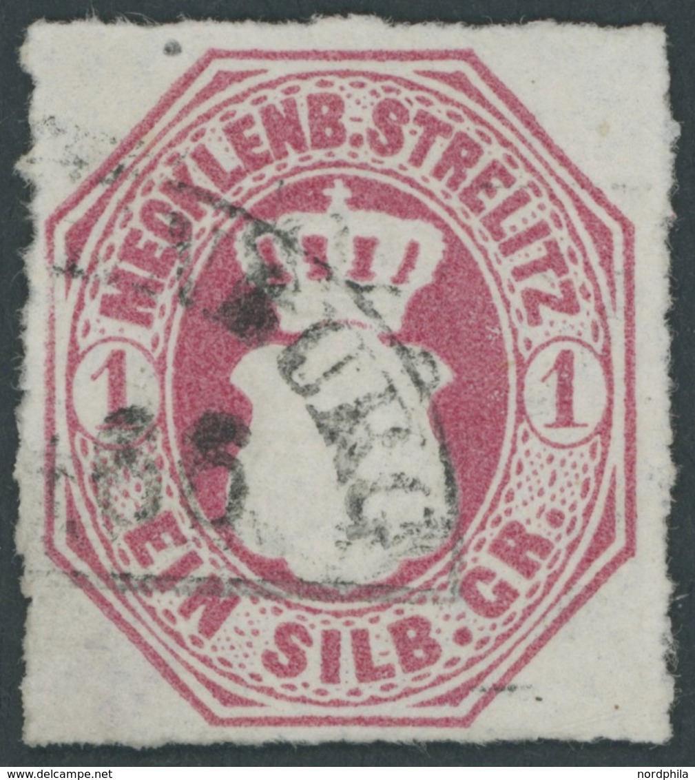 MECKLENBURG-STRELITZ 4 O, 1864, 1 Sgr. Dunkelrosarot, Segmentstempel, Pracht, Gepr. U.a. Starauschek, Mi. 240.- - Mecklenburg-Strelitz