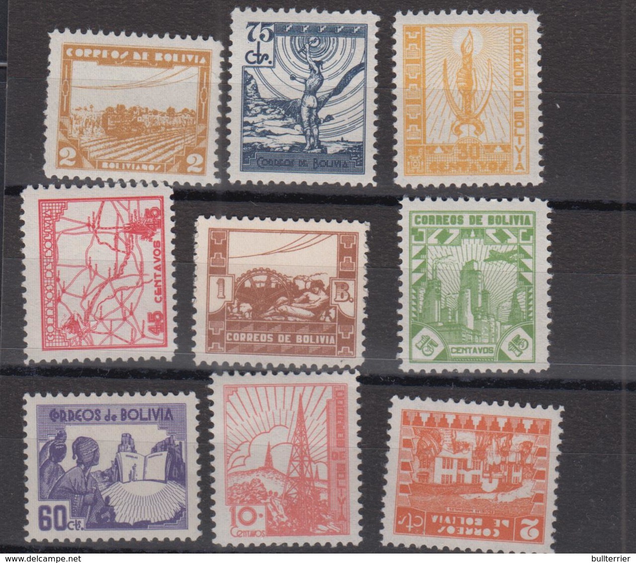 BOLIVIA  - 1938- SET OF 9 MINT NEVER HINGED - Bolivia