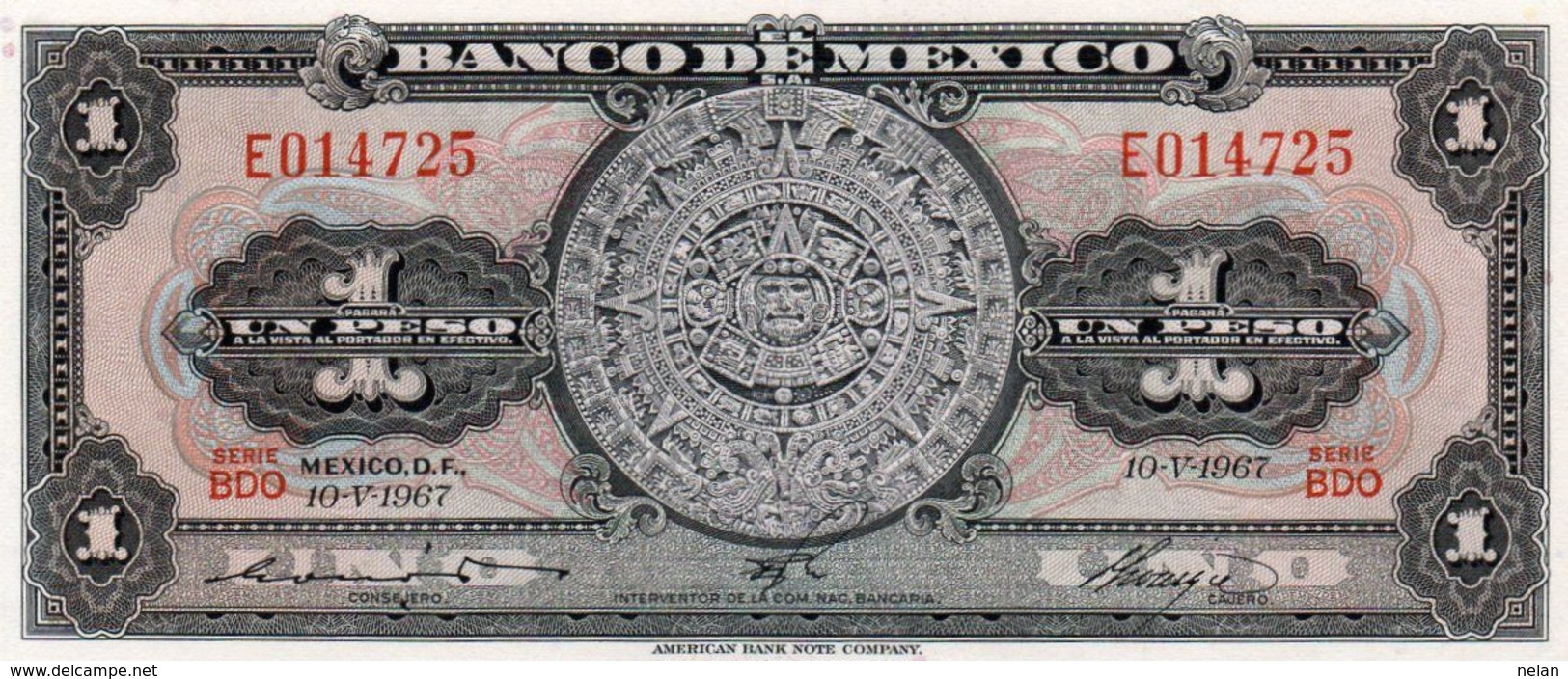 MEXICO 1 PESO 1967  P-59j7   UNC - Mexiko