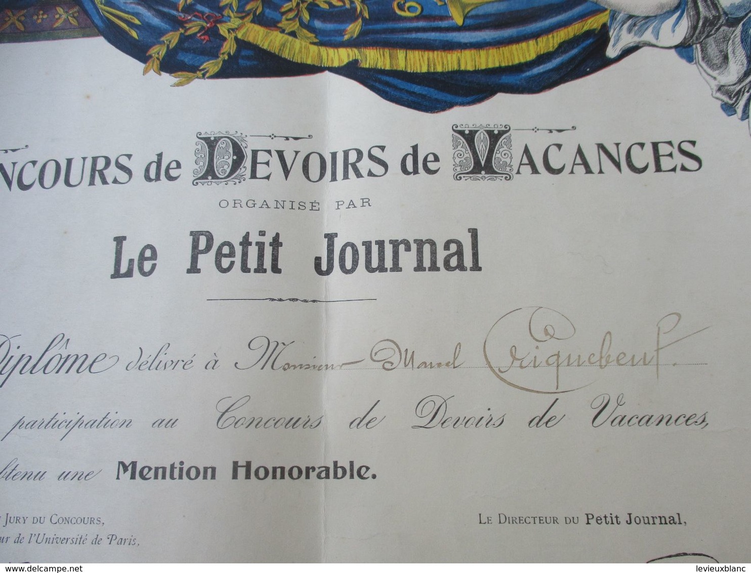 Diplôme Scolaire / Concours De Devoirs De Vacances/Organisé Par Le PETIT JOURNAL/Marcel CRIQUEBEUF/Vers 1907   DIP236 - Diploma's En Schoolrapporten