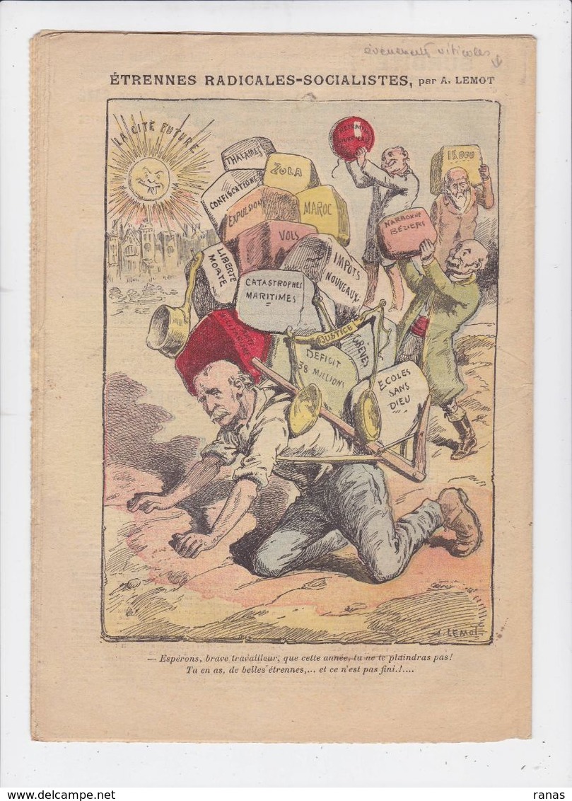 Révolte Des Vignerons Midi Narbonne Clemenceau Le Pélerin N° 1670 De 1909 Clemenceau Maroc Polaire - Autres & Non Classés