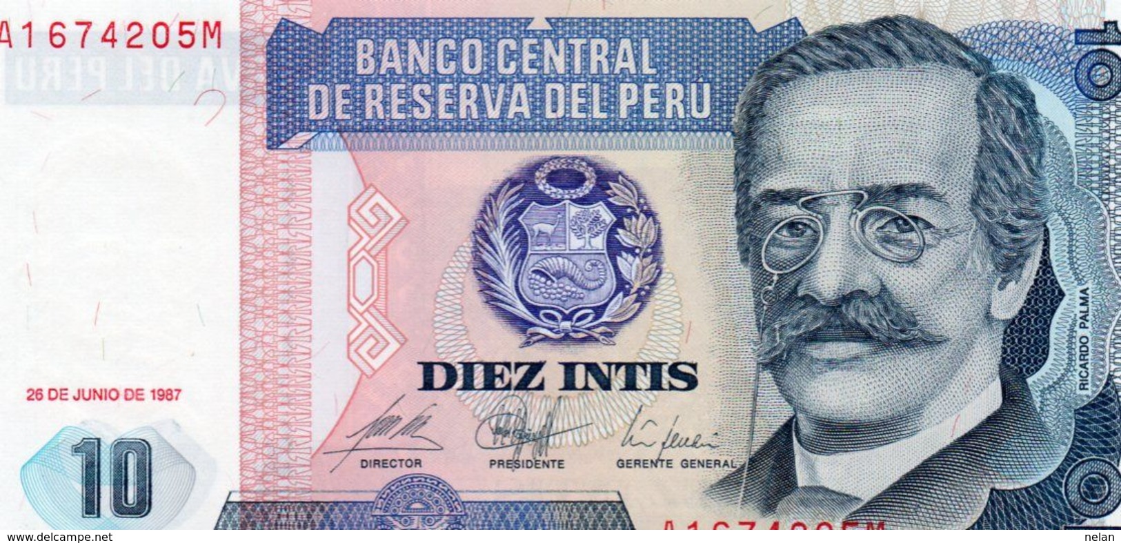 PERU 10 INTIS 1987 P-129  UNC   (ERROR CUT) - Perú