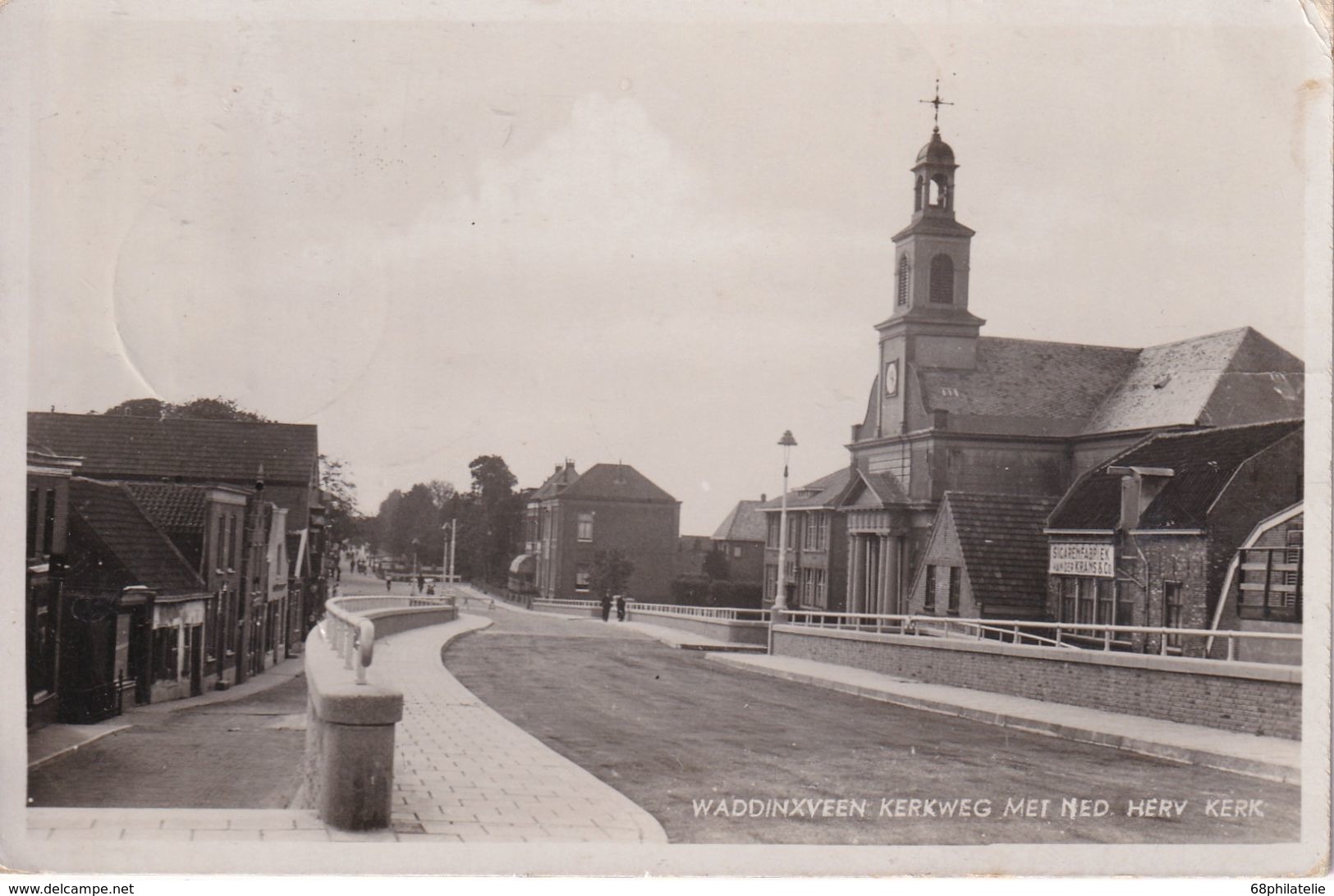 PAYS-BAS 1938 CARTE POSTALE DE WADDINSVEEN KERKWEGMET NED HERV KERK - Waddinxveen