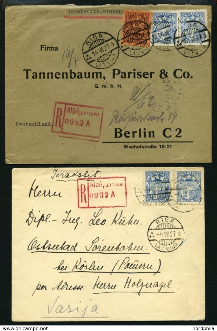 LETTLAND 1925-31, 8 Einschreiben Nach Deutschland Mit Verschiedenen Frankaturen, Fast Nur Prachterhaltung - Lettonie