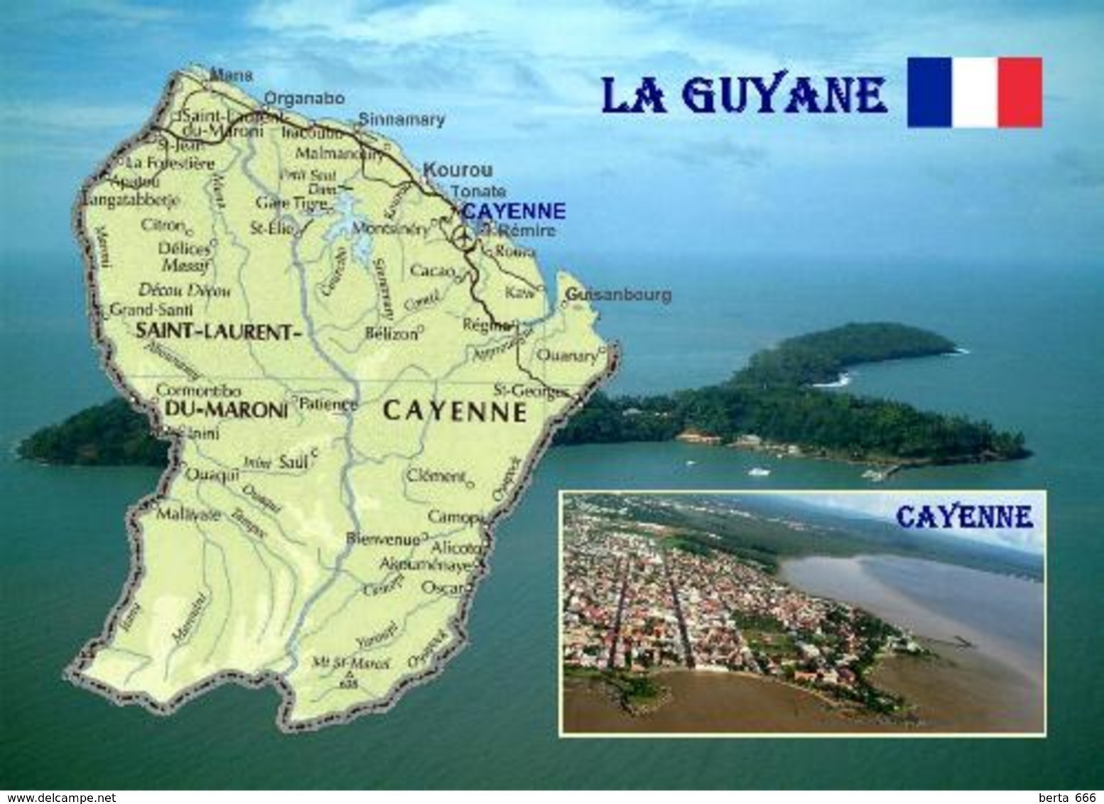 French Guiana Map Guyane New Postcard Französisch Guayana Landkarte AK - Other & Unclassified
