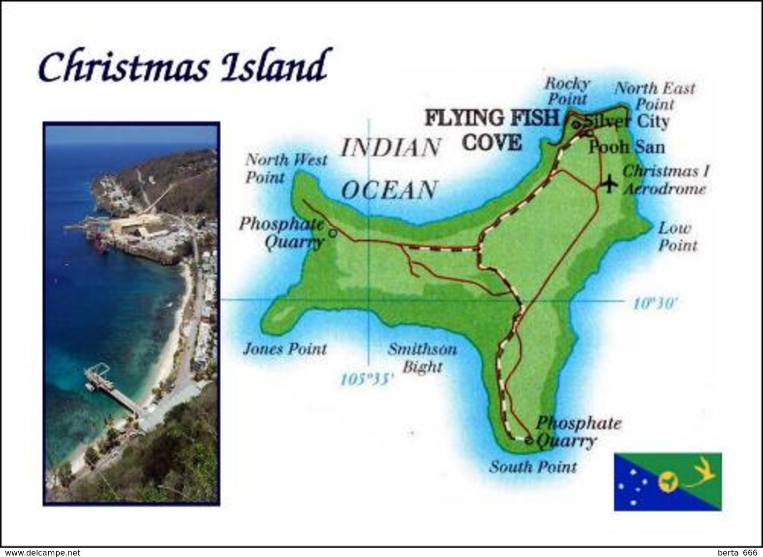 Christmas Island Map Australia New Postcard Weihnachtsinsel Landkarte AK - Isole Christmas