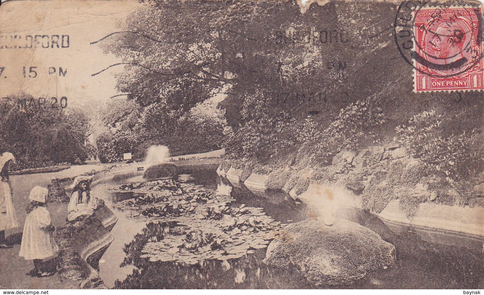 ENG34  ~~  GUILDFORD  --  CASTLE GROUNDS  -  FISH POND  --  1920 - Surrey