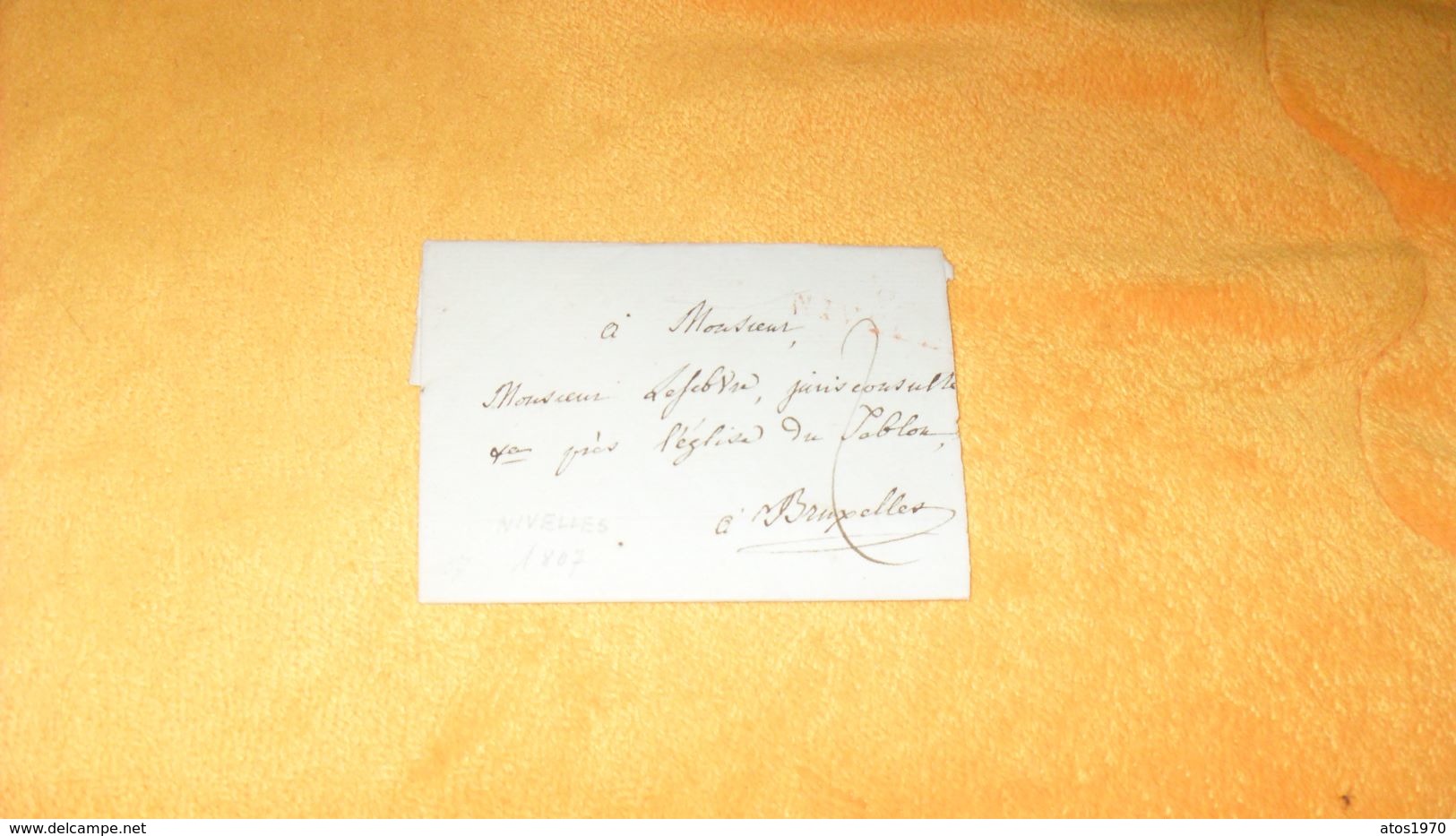 LETTRE ANCIENNE DE 1807../ MARQUE 94 NIVELLES EN ROUGE POUR BRUXELLES..BELGIQUE + TAXE..2 ?.. - 1794-1814 (Periodo Francese)