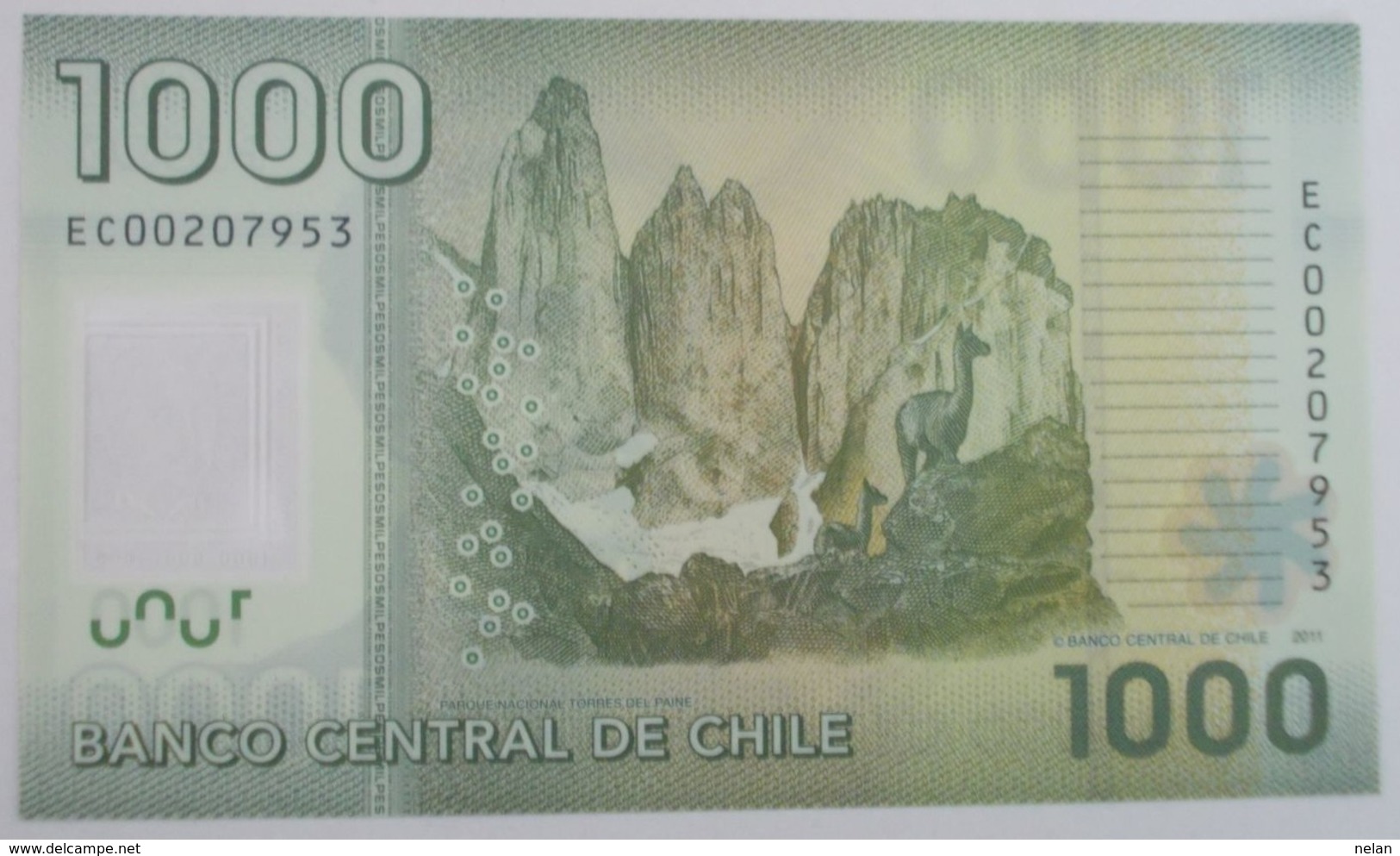 CILE 1000 PESOS 2011 P-161b UNC POLYMER - Chile