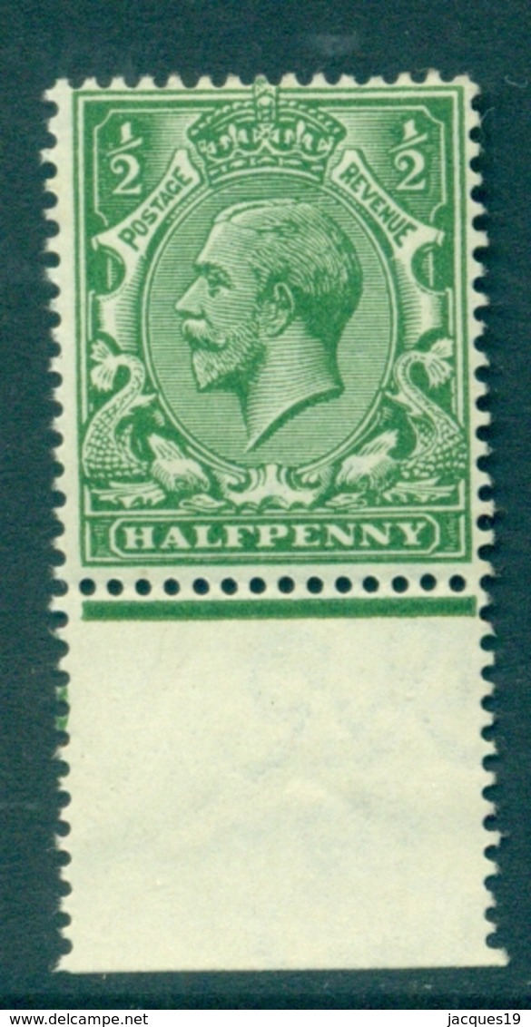 Great Britain 1913 George V Definitive Stamp 1/2 D Deep Green SG 353 N14(2) With Selvage Mint Never Hinged - Nuovi