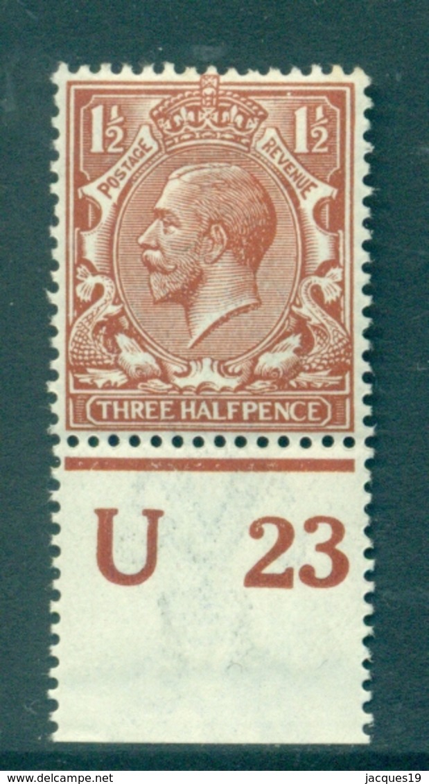 Great Britain 1912 George V Definitive Stamp 1 1/2 D Chestnut SG 364 N18(13) With Control Mint Hinged - Unused Stamps