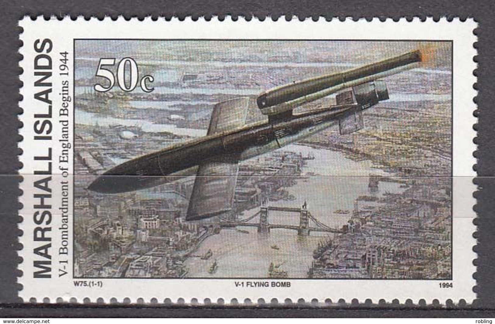 Marshall Islands 1994 WO II V-1 Bombardment Of England Begins 1944  Michel 521  MNH 28077 - Marshall