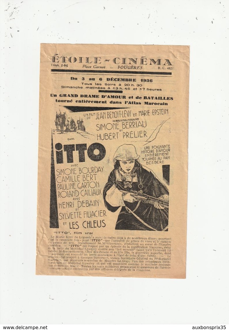 FOUGERES - PROGRAMME CINEMA "ETOILE" ET "FAMILIA" - DU 2 AU 3 DECEMBRE 1936 - 35 - Programas