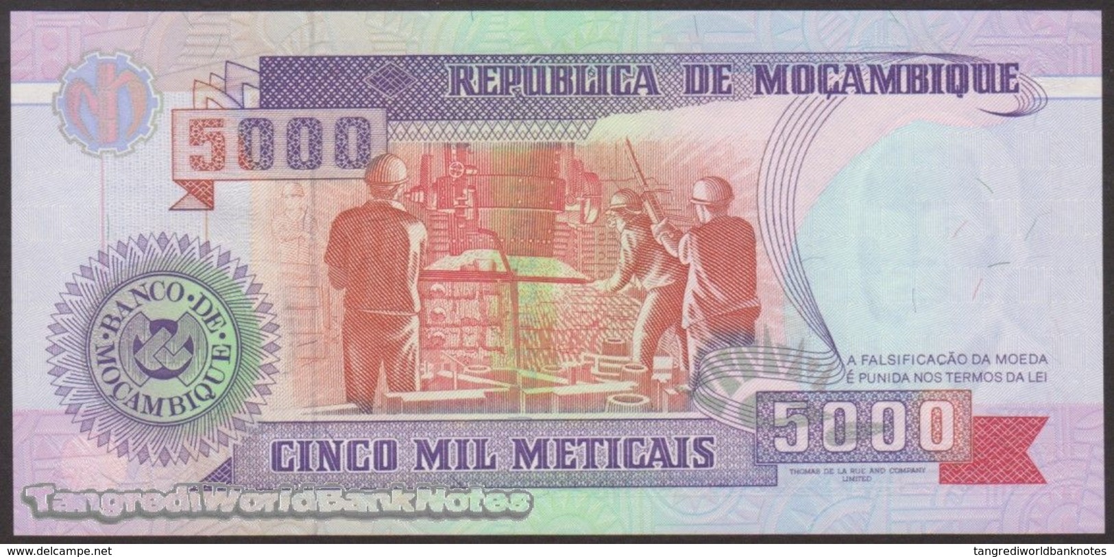 TWN - MOZAMBIQUE 136 - 5000 5.000 Meticais 16.6.1991 Prefix CB UNC - Mozambique