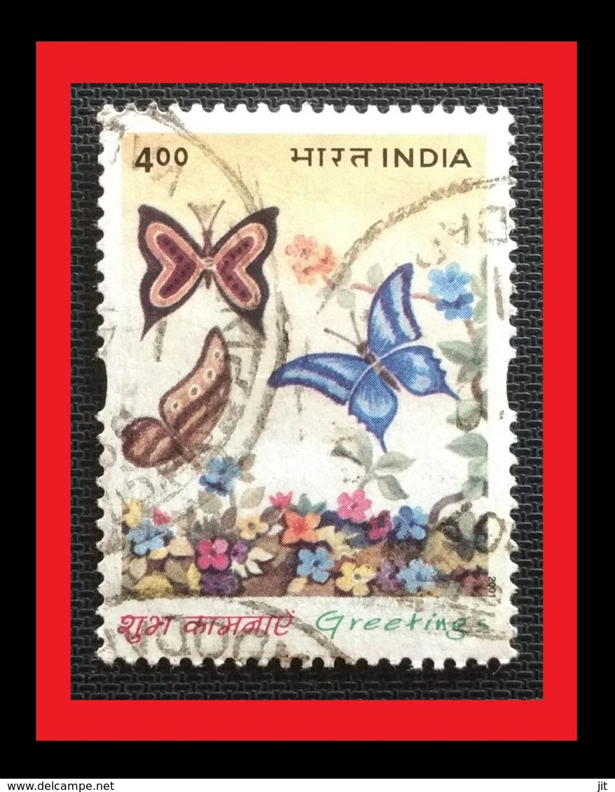 072. INDIA 2001 USED STAMP BUTTERFLY, FLOWERS - Used Stamps