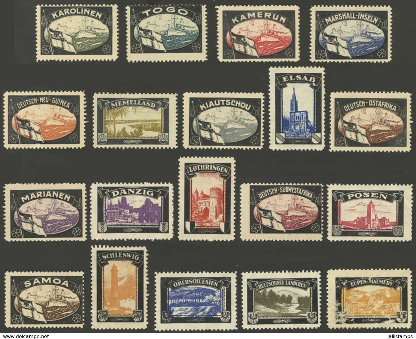 GERMANY: COLONIES AND LOST TERRITORIES: 19 Old Very Handsome Cinderellas, One Defective And The Rest Of VF Quality! - Erinnophilie