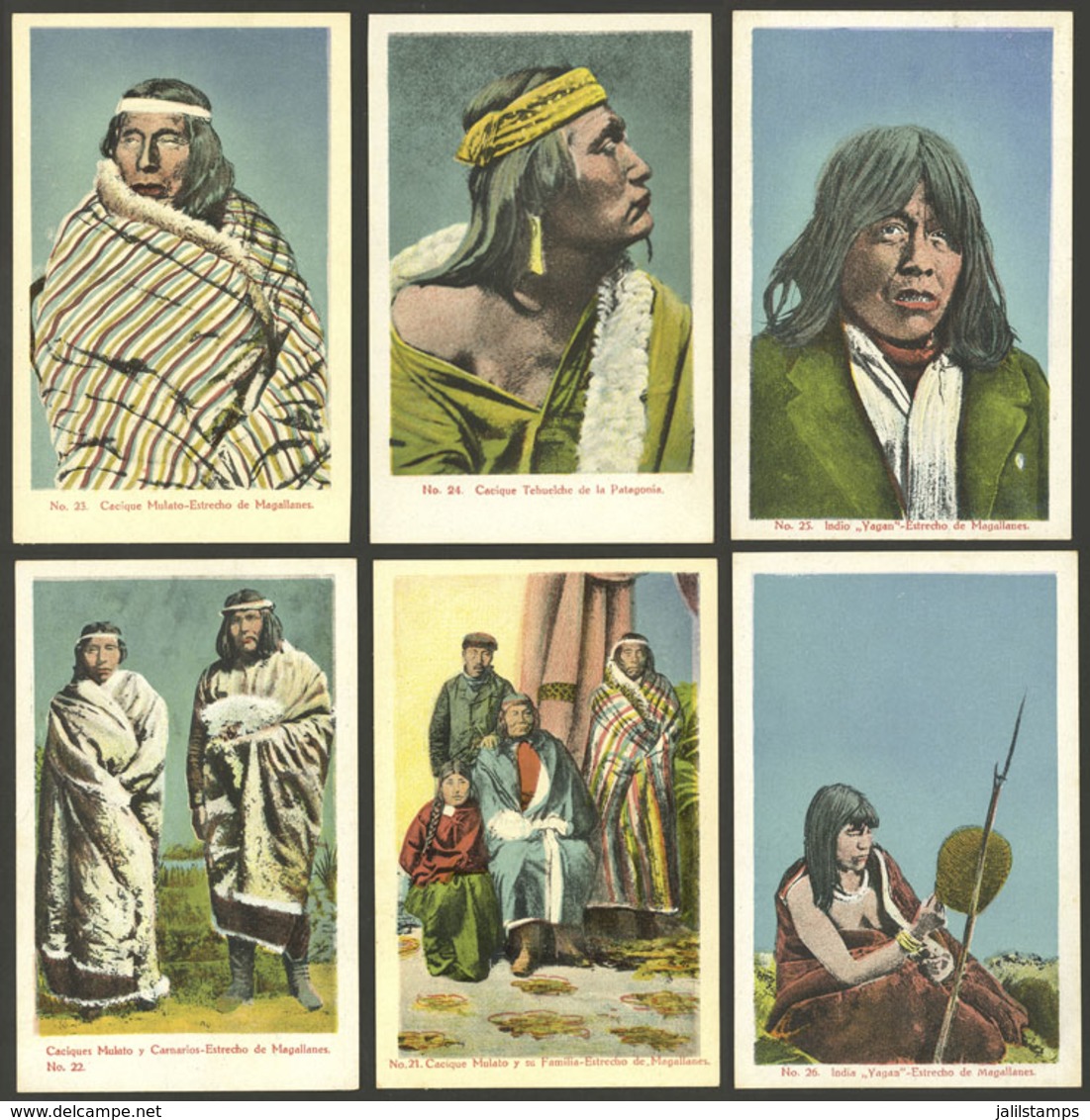 ARGENTINA: SOUTHERN NATIVE PEOPLES: 15 Old Cards With Good Views Of Mulato, Tehuelche, Yagan, Ona And Alcalufe Indians,  - Argentine