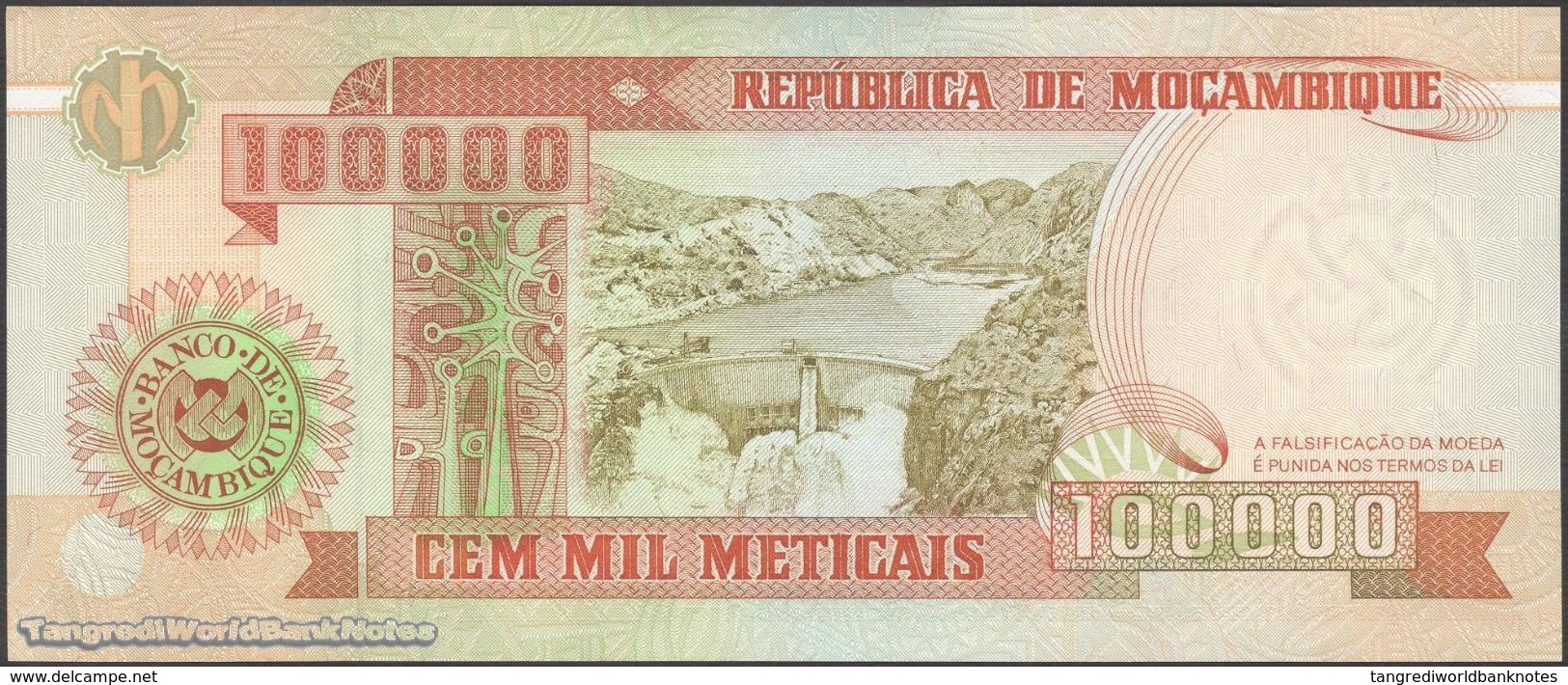 TWN - MOZAMBIQUE 139 - 100000 100.000 Meticais 16.6.1993 Prefix FE UNC - Moçambique