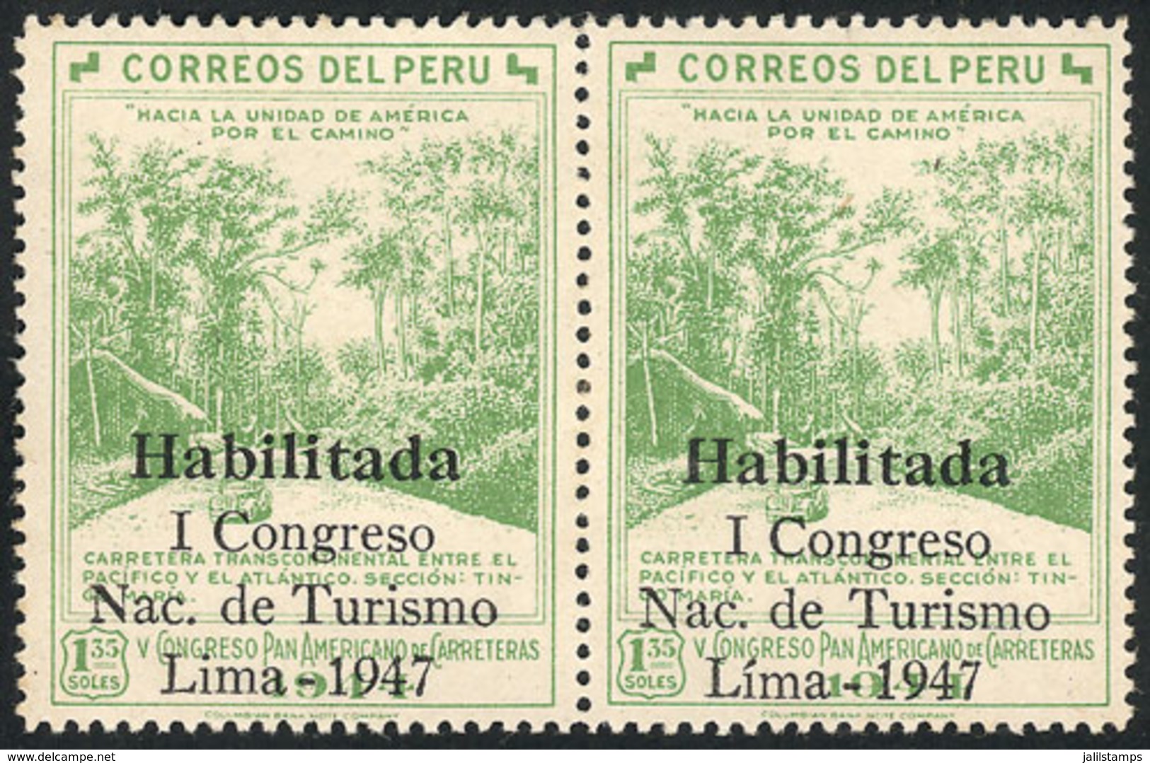 PERU: Sc.422, Pair, One With Accent Over The "I" Of "LIMA", VF Quality!" - Pérou